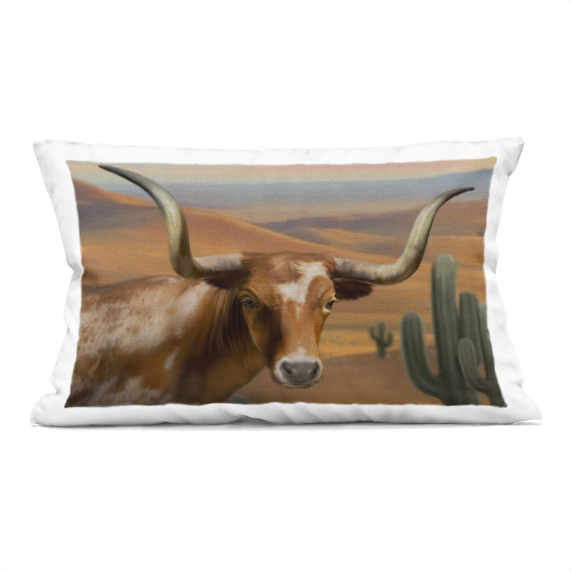 Coussin décoratif Longhorn Western Landscape