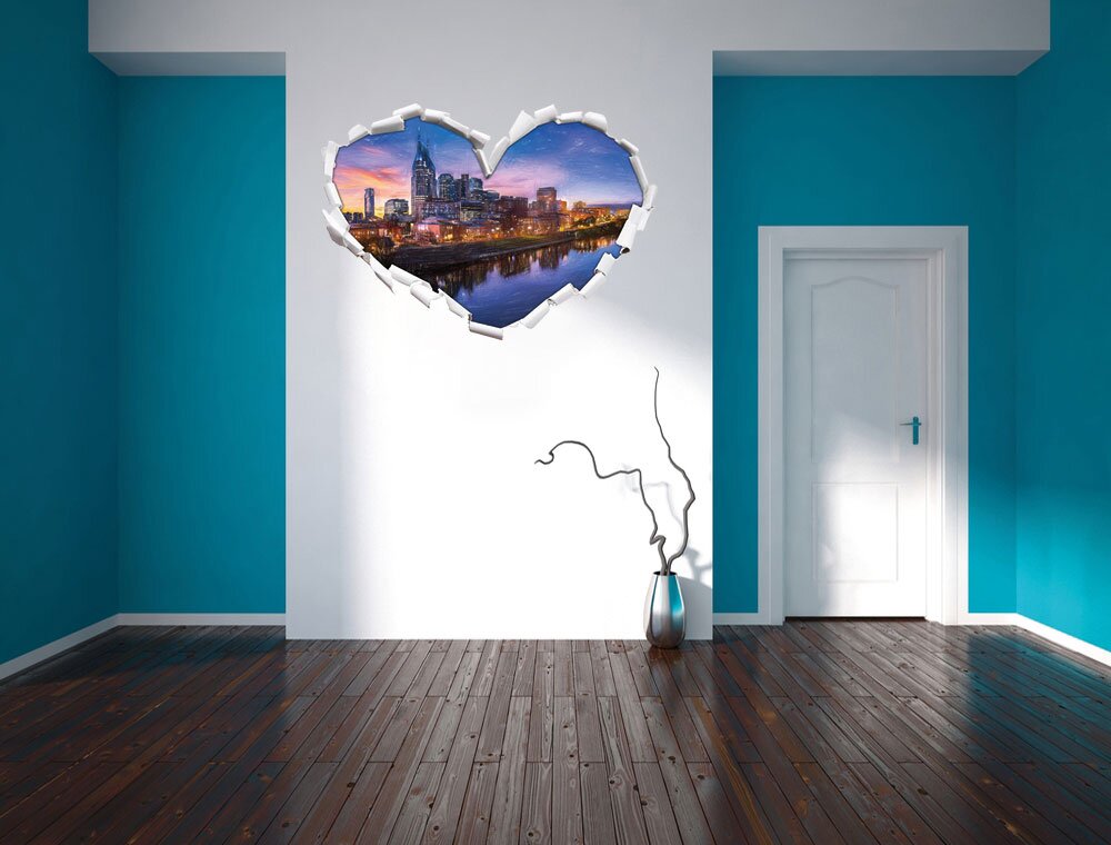 Wandtattoo Nashville Skyline Panorama mit Buntstift-Effekt