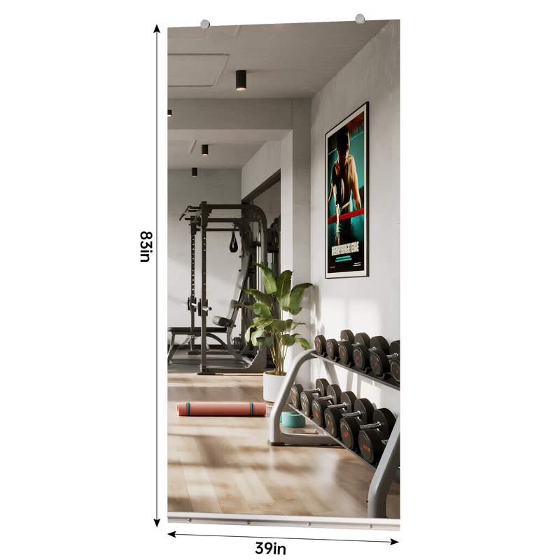 Ebern Designs Full Length Rectangle Wall Mirror Home Gym Mirror Dance Studio Mirror Tempered Glass Mirror 3-Year Warranty