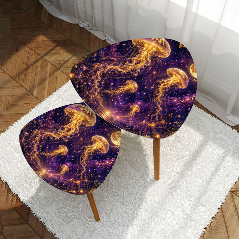 Ensemble de 2 tables basses gigognes Triangle Nesting Cosmic Night Sky