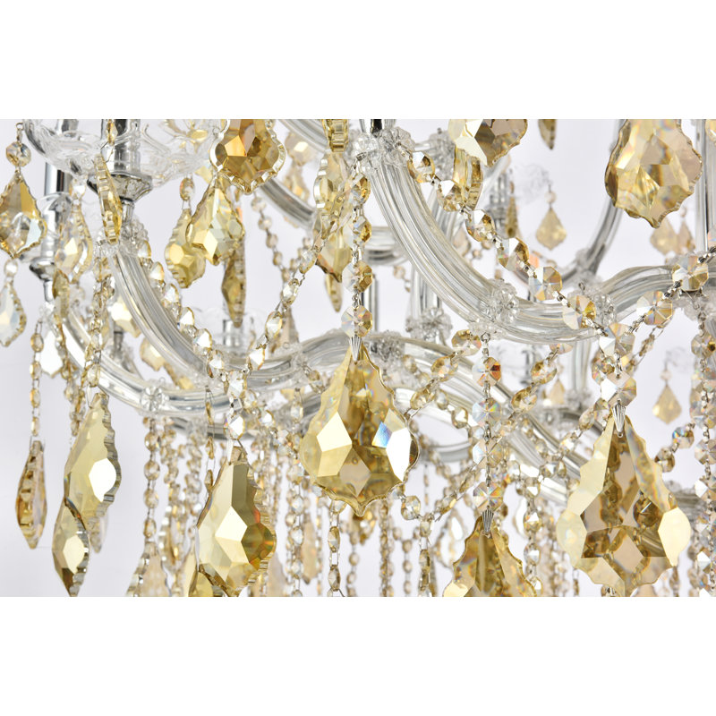 Yarmouth 49 - Light Glass Chandelier, Chrome / Golden Teak (Smoky) / Royal Cut, 62" H x 46" W x 46" D