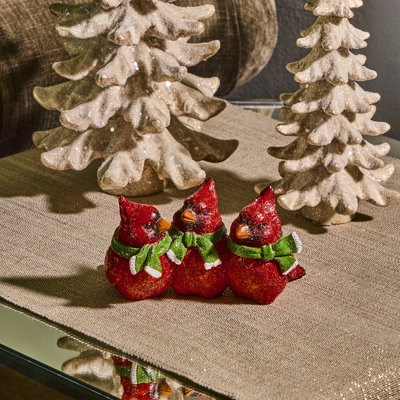6" Resin Trio Cardinals With Scarf