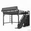 Lit mezzanine avec glissade, étagères de rangement et garde-robe-949858420-949858423