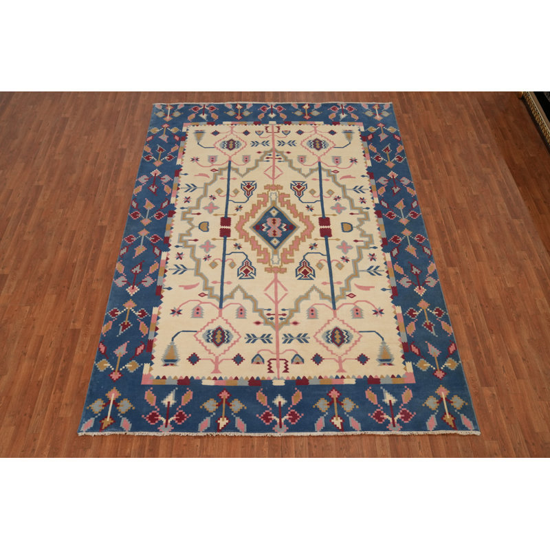 Tapis unique en coton 11 pi 4 po x 8 pi 3 po beige et ivoire