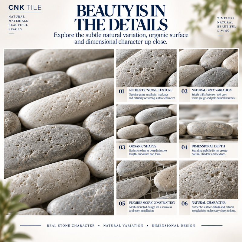 CNK Tile Grey Standing Pebble