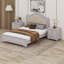 Ensemble de chambre à coucher 3 pièces avec lit en bois et tête de lit tapissier dissimulée à DEL + 2 tables de chevet-104851037