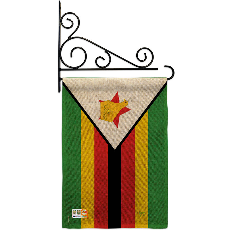 En toile jute 2 côtés 19 x 13 po zimbabwe drapeau de jardin
