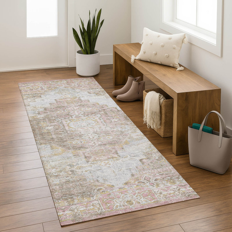 Premium Machine Washable Mayfield AMF2140 global Rug, 2'3" x 7'6" Runner, Taupe