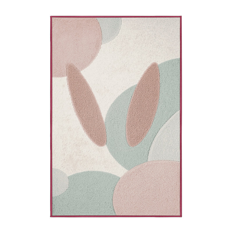 Soft Plush Fedele Easter Modern & Contemporary Abstract Area Rug in Beige – Rose Binding, 3x5