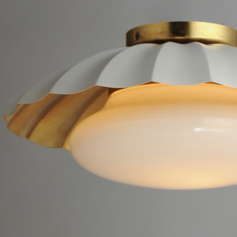 Granduca Single Light Glass Flush Mount, Matte White