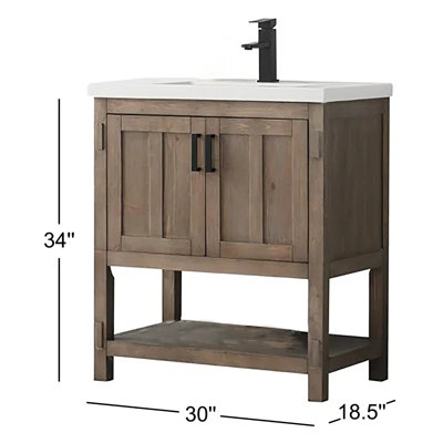 Meuble-lavabo simple autoportant de 30 po avec plateau en céramique Larangera