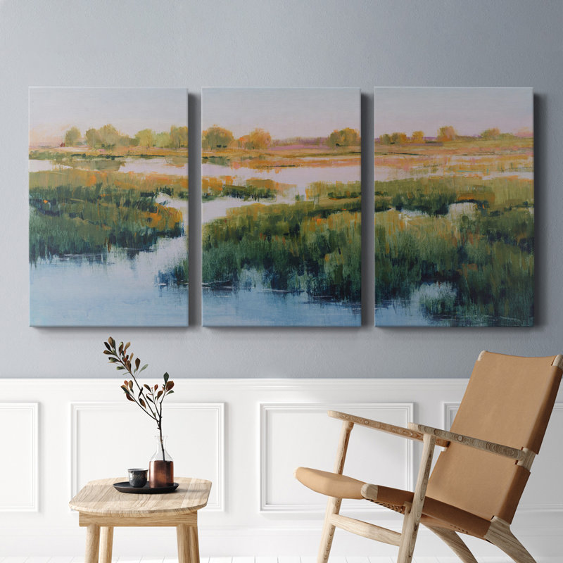 " Marshland View II " 3 - Pieces, 36" H x 72" W x 1" D