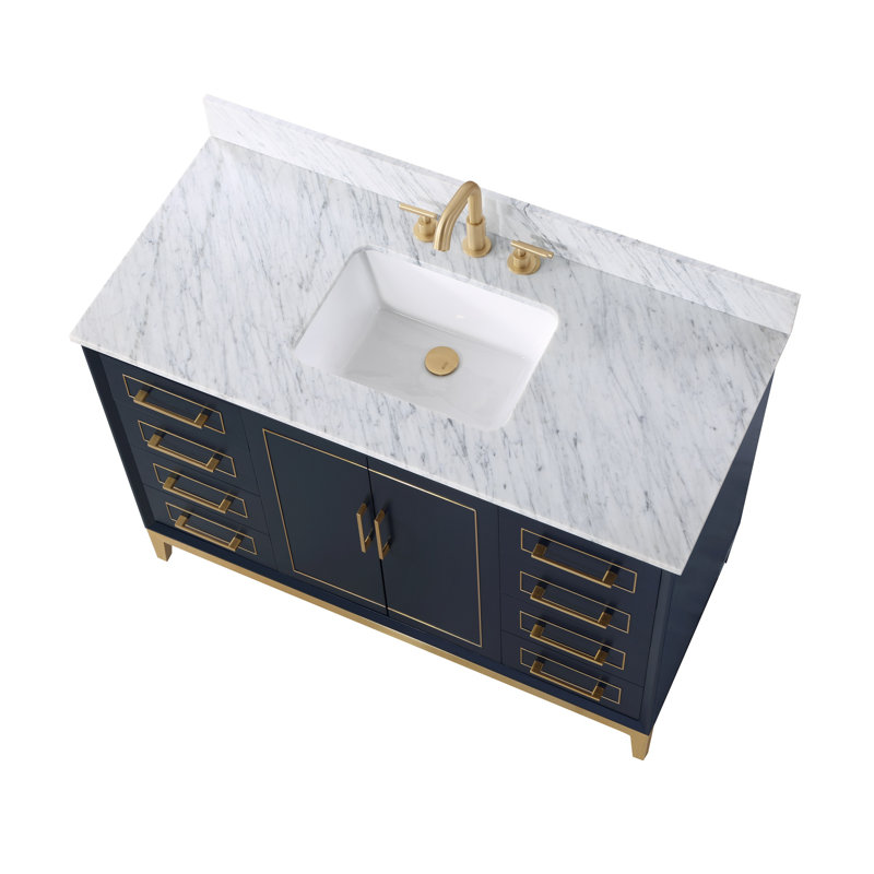 Gracie 48'' W Single Vanity, Pacific Blue, Carrara Marble