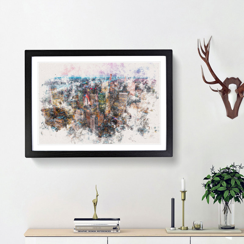 New York View - Framed Print, Black Framed, 33cm H x 45cm W x 2cm D