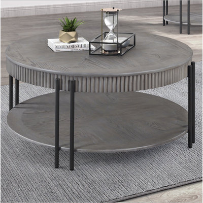 Table basse ronde contemporaine avec tablette de rangement 1pc