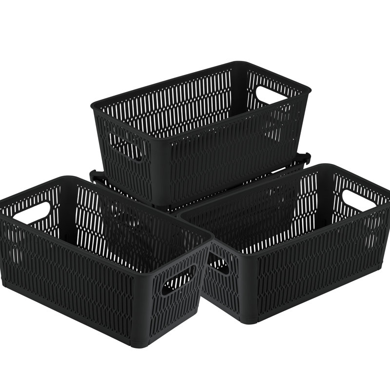 Ensemble de paniers en plastique, 5, gris
