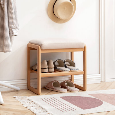 Banc à chaussures avec siège à coussin souple et tablette ouverte