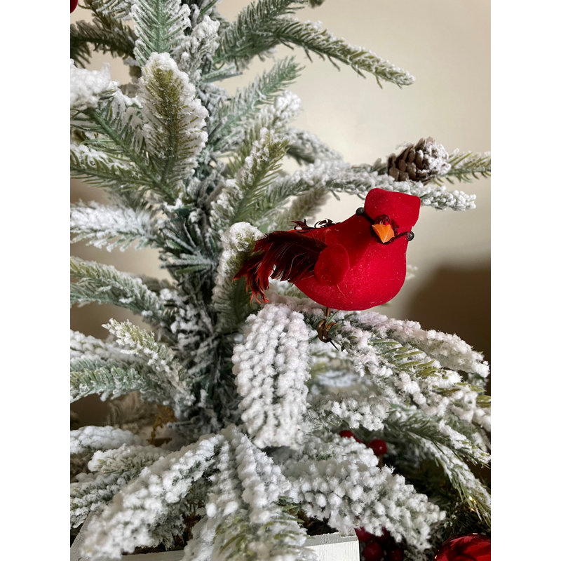 Arbre de table floqué Cardinal, H 30 po x l 12 po x P 14 po