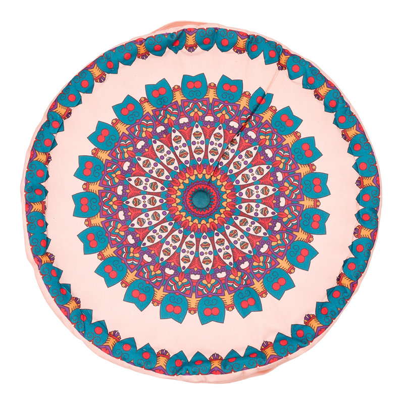 Round Bohemian Tatami Seat Cushion, Navy/Beige