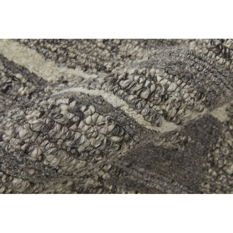 Navaro Wool Abstract Area Rug in Gray, Rectangle 2' x 3'