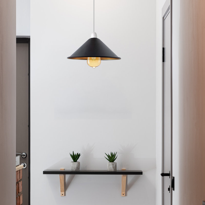 Nikias 10cm H Metal Cone Shape Lamp Shade ( Uno ), Black/Gold