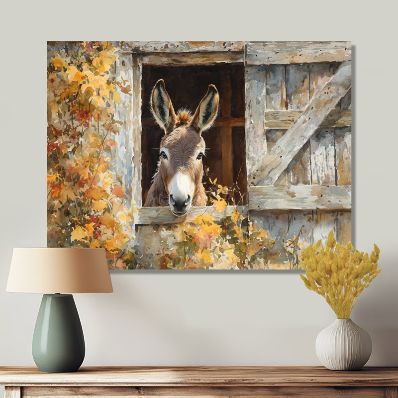 Donkey S Path Tot Hye Barn I - Donkey, impression sur toile, H 30 po x l 40 po