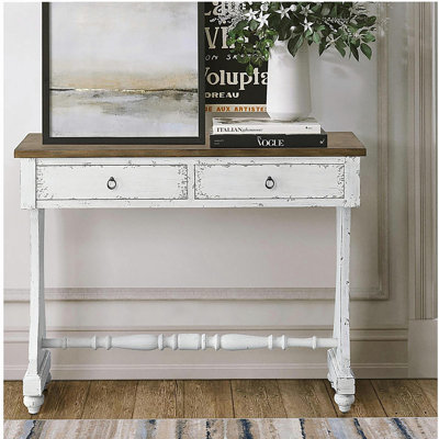 Console à 2 tiroirs blanc antique