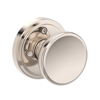 Solvang Privacy Knob with Stepped Round Rose in Lifetime (PVD) Satin Brass