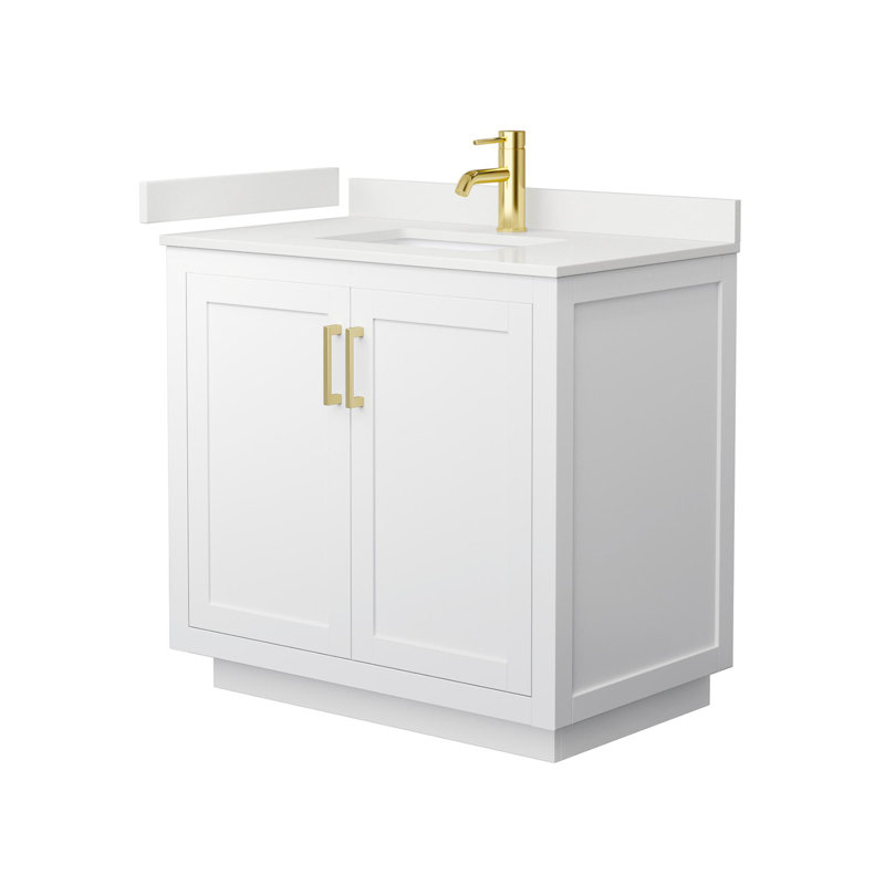 Miranda 36" White Freestanding Single Sink Bathroom Vanity with Quartz Top