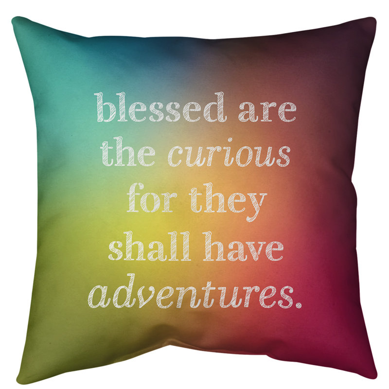 Coussin intérieur/extérieur inspiration de curiosité, Jaune / violet / rouge, 16 po x 1 po