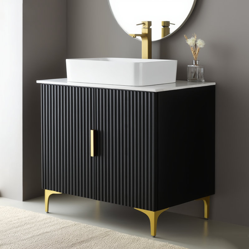 30"Modern  Vessel Sink Vanity, Black