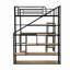Lit mezzanine en métal avec escalier, bureau intégré et tablettes