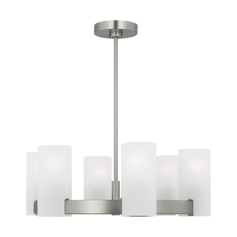 Grand lustre Rhode, H 8,5 po x l 23,5 po x P 23,5 po, Acier brossé