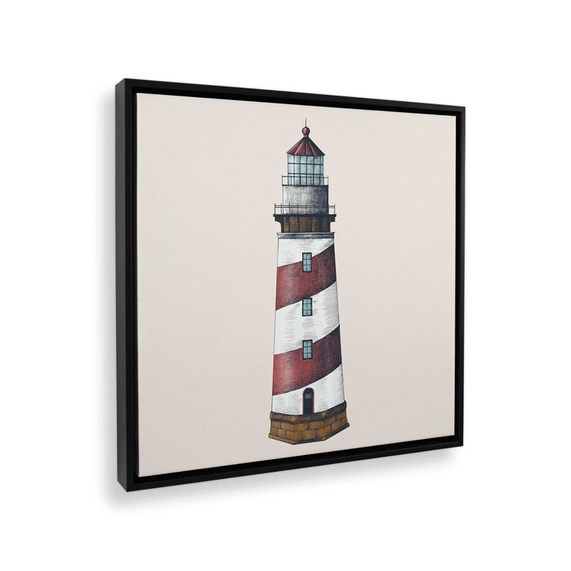 «Nautical Light House» par Newburyboutique, reproduction d'art sur toile, Noir, Impression encadrée sans passe-partout