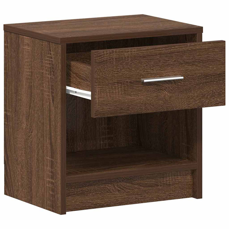 Bedside Cabinets With Drawer, Brown Oak, 1