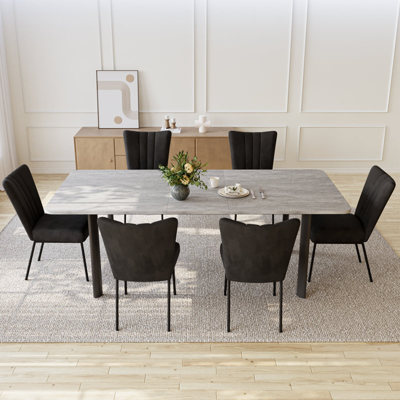 Ensemble de table de salle à manger rectangulaire 78,7 po, ensemble de table de cuisine moderne avec chaise rembourrée pour la maison, la cuisine et la salle à manger
