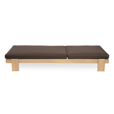 Alfred Outdoor Acacia Wood Chaise Lounge Chair With Adjustable Backrest And Cushion by Ebern Designs