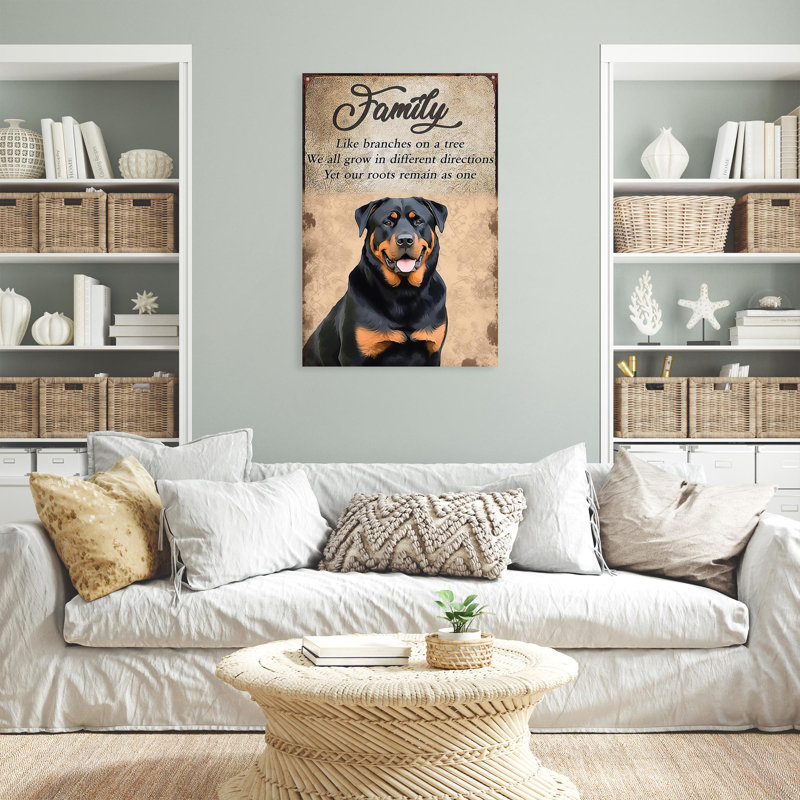 Rottweiler Family - 1 pièce, impression sur toile tendue, H 36 po x l 24 po x P 1,25 po
