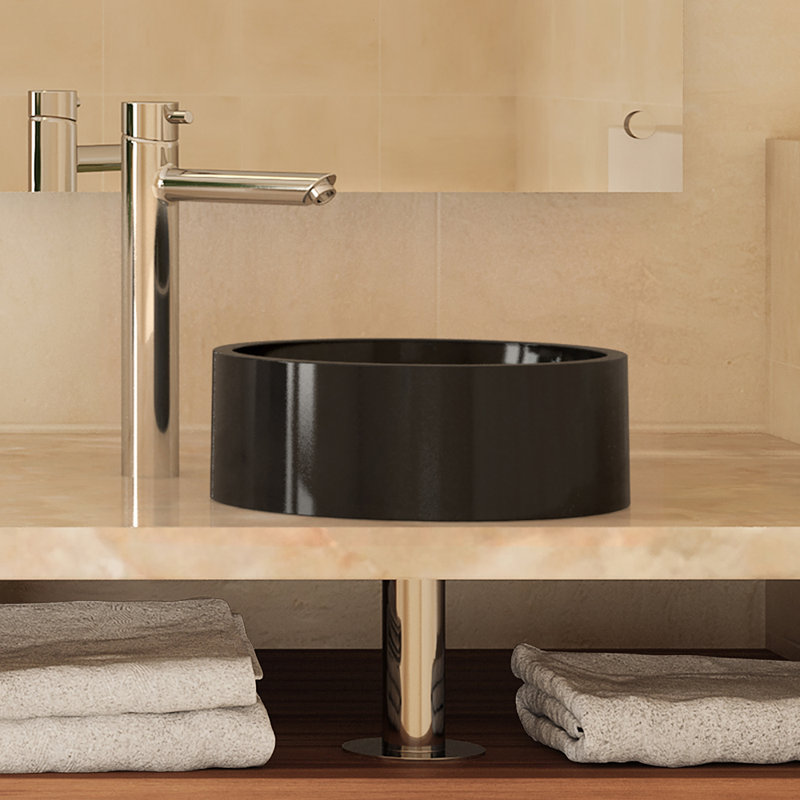 DECOLAV Incandescence 15.75'' Plastic Circular Bathroom Sink, Obsidian