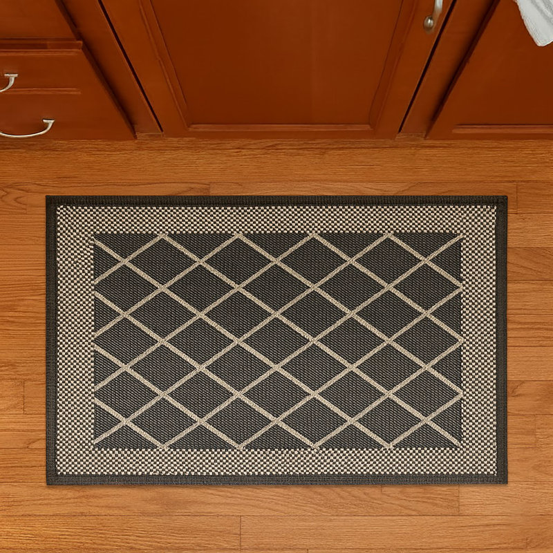 Diamond Gray Kitchen Mat 20x32, Gray Geometric, Rectangle 1'8" x 2'8"