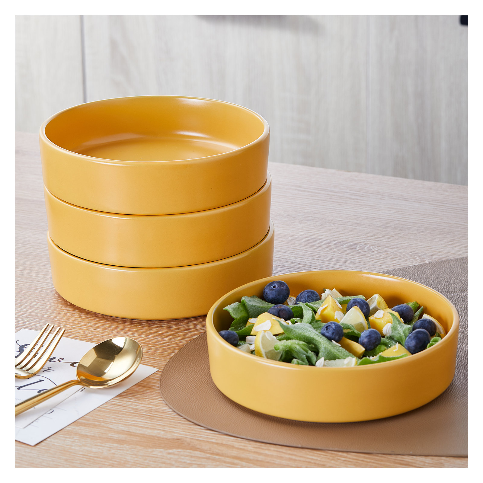 Stone Lain Cleo 16-Piece Dinnerware Set Stoneware, Yellow