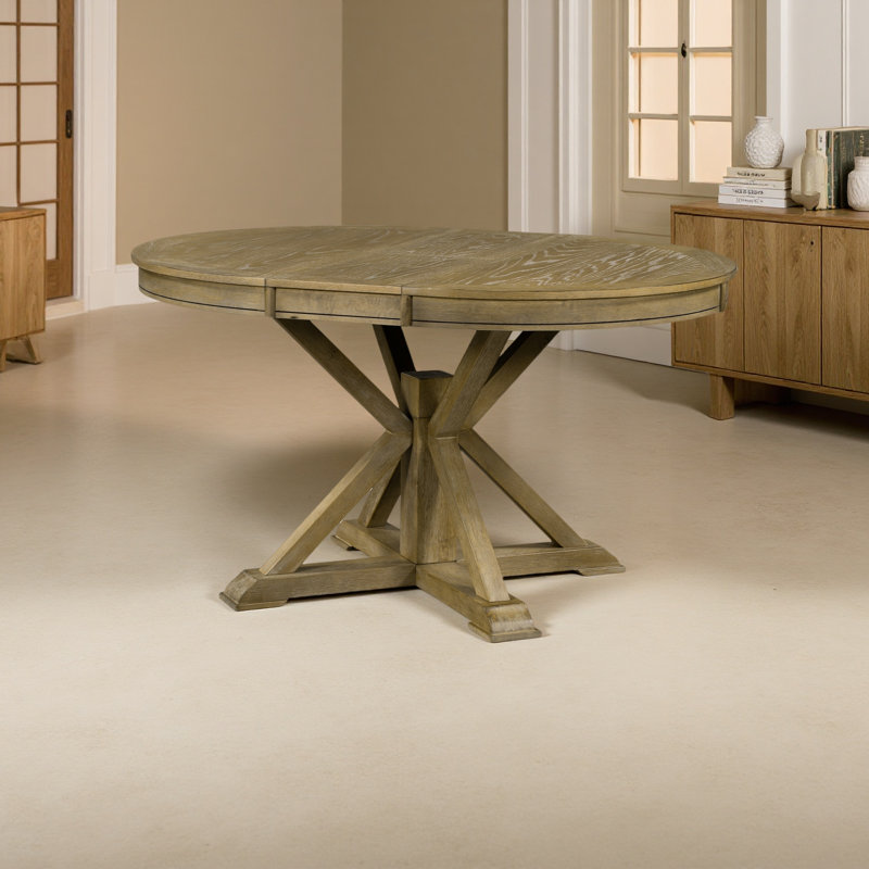 Table de salle à manger rétro avec rallonge fonctionnelle de 12 po pour salle à manger et salon, Bois naturel délavé
