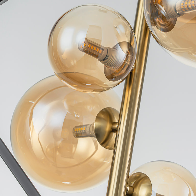 Twilight 5 - Light Dimmable Amber Globe Bubble Glass Kitchen Island Sputnik Chandelier