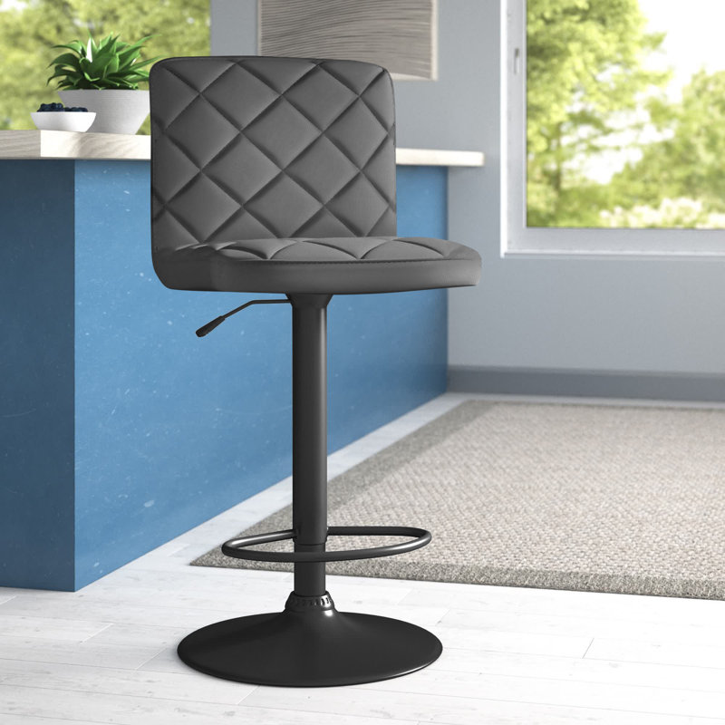 Tabouret de bar rotatif 24 po Duval, Noir, Faux cuir gris