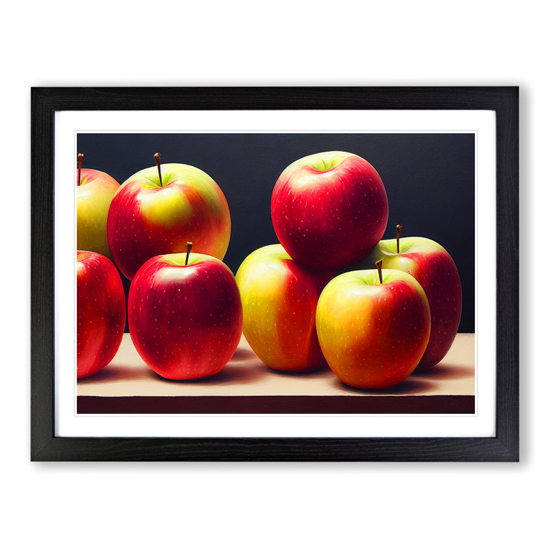 Selection Of Apples Vol.1 - Single Picture Frame Painting, 46cm H x 64cm W x 2cm D, Black 
