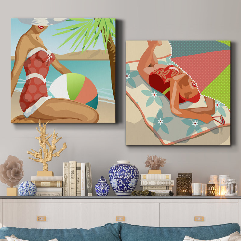 «Beach Beauty I», ensemble de 2 impressions sur toile tendue, H 32 po x l 64 po x P 1 po