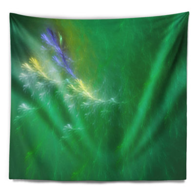Tapisserie abstraite vert fractal avec ciel tonnerre