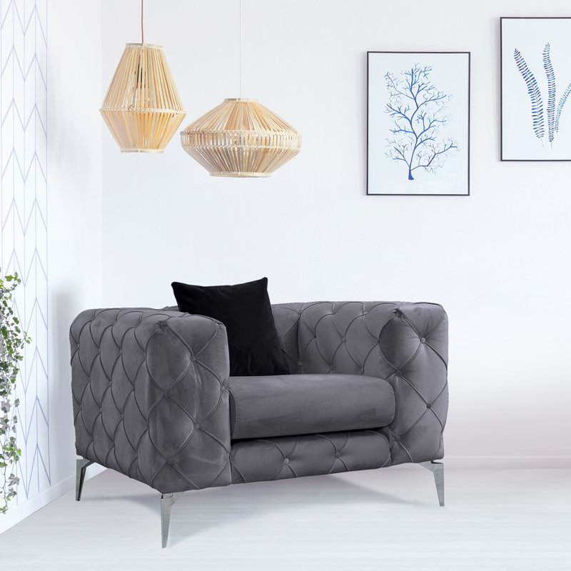 Crean Upholstered Armchair, Anthracite, Silver