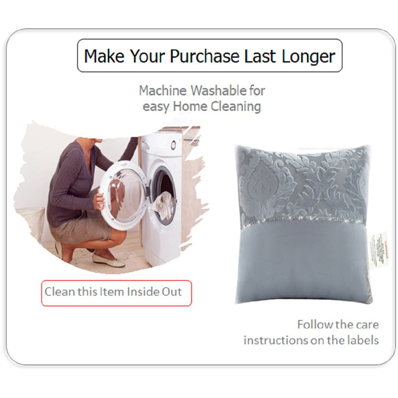 Adonica Damask Square Throw Cushion Cover, Grey