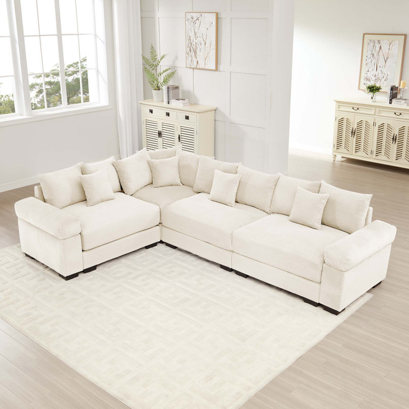 Canapé modulaire surdimensionné surdimensionné en nuage, canapé-lit modulaire convertible avec accoudoirs très larges, 18 coussins décoratifs en velours côtelé de qualité supérieure, conception ergonomique, assemblage facile, pour étude